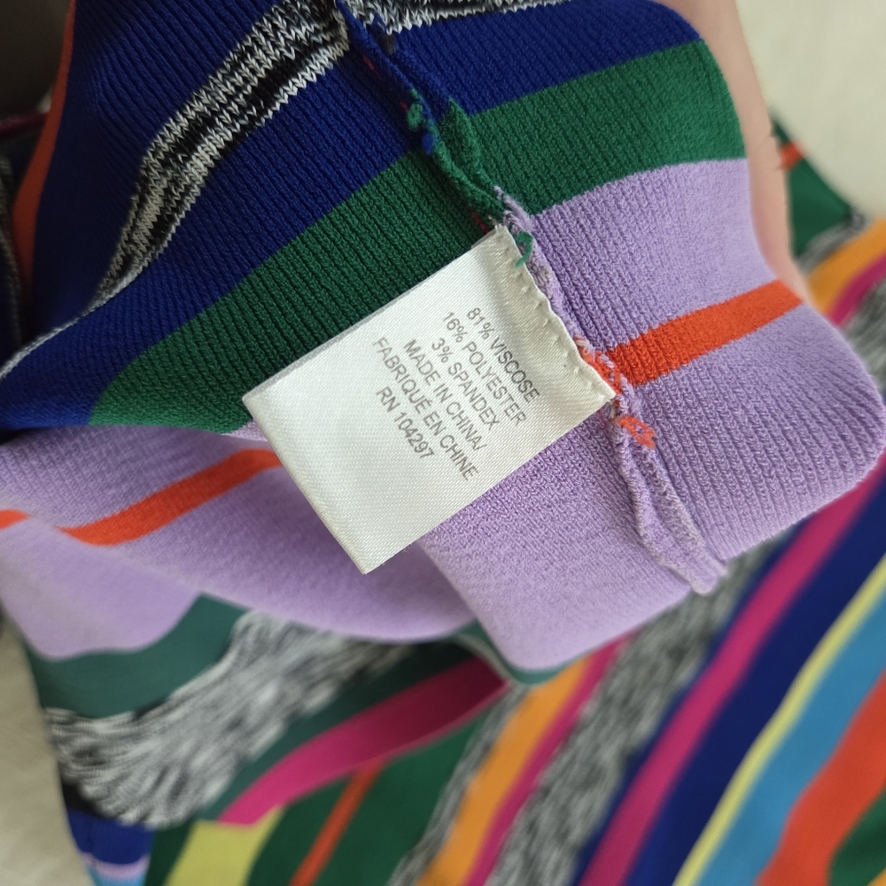 MILLY Rainbow Colorful Striped Women's Dress 10/12 Fitted Bodycon Pencil - Picture 7 of 13